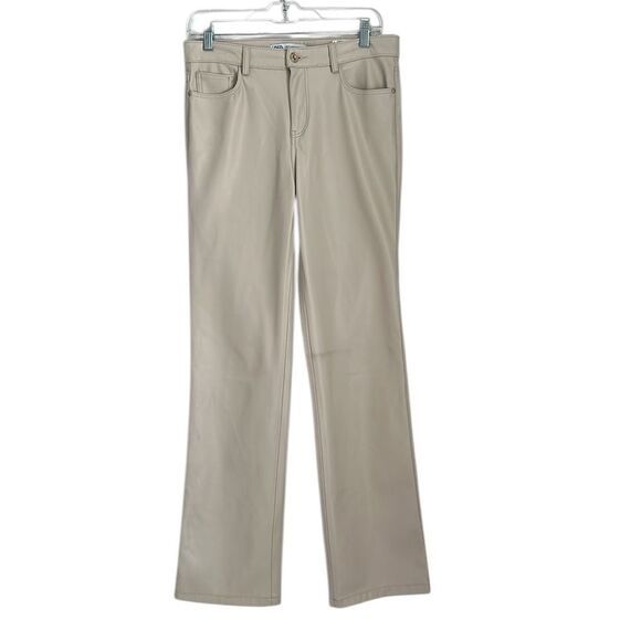 ZARA Women’s Faux Leather Pants Beige/Cream Size 6US - Picture 2 of 12